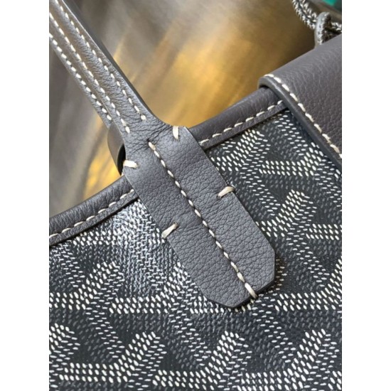 Replica di lusso Borsa tote Goyard Anjou Saint Louis Mini tela goyardine/pelle di vitello grigia Imitazioni Cloni Borsa tote Goyard Anjou Saint Louis Mini tela goyardine/pelle di vitello grigia firmate