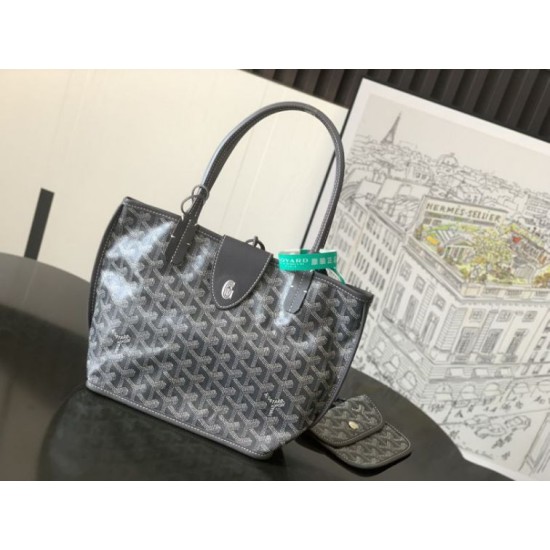 Replica di lusso Borsa tote Goyard Anjou Saint Louis Mini tela goyardine/pelle di vitello grigia Imitazioni Cloni Borsa tote Goyard Anjou Saint Louis Mini tela goyardine/pelle di vitello grigia firmate
