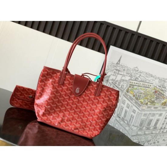 Replica di lusso Borsa tote Goyard Anjou Saint Louis Mini tela goyardine/pelle di vitello Rosso Imitazioni Cloni Borsa tote Goyard Anjou Saint Louis Mini tela goyardine/pelle di vitello Rosso firmate
