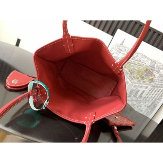 Replica di lusso Borsa tote Goyard Anjou Saint Louis Mini tela goyardine/pelle di vitello Rosso Imitazioni Cloni Borsa tote Goyard Anjou Saint Louis Mini tela goyardine/pelle di vitello Rosso firmate