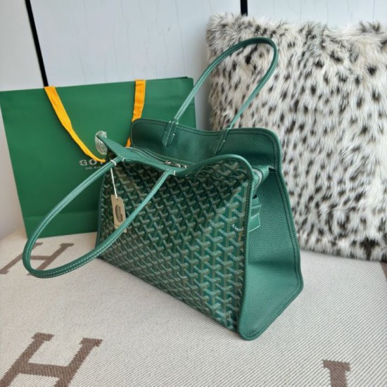 Replica di lusso Borsa tote Goyard Hardy PM tela goyardine verde Imitazioni Cloni Borsa tote Goyard Hardy PM tela goyardine verde firmate