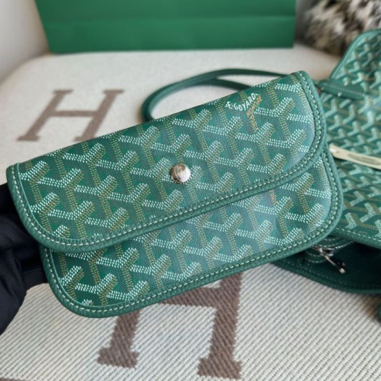 Replica di lusso Borsa tote Goyard Hardy PM tela goyardine verde Imitazioni Cloni Borsa tote Goyard Hardy PM tela goyardine verde firmate