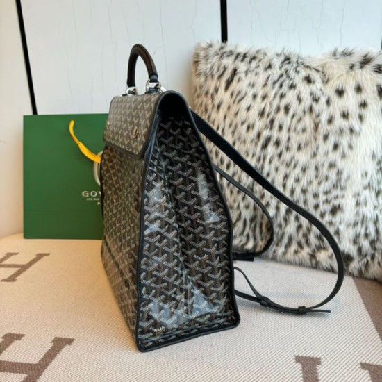 Replica di lusso Zaino morbido Goyard Saint Léger in tela Goyardine nera Imitazioni Cloni Zaino morbido Goyard Saint Léger in tela Goyardine nera firmate