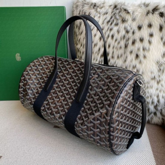 Replica di lusso Borsa sportiva classica Goyard Barrel 40 Nero Imitazioni Cloni Borsa sportiva classica Goyard Barrel 40 Nero firmate