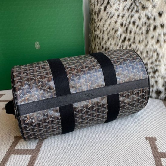 Replica di lusso Borsa sportiva classica Goyard Barrel 40 Nero Imitazioni Cloni Borsa sportiva classica Goyard Barrel 40 Nero firmate
