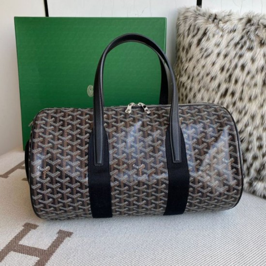 Replica di lusso Borsa sportiva classica Goyard Barrel 40 Nero Imitazioni Cloni Borsa sportiva classica Goyard Barrel 40 Nero firmate