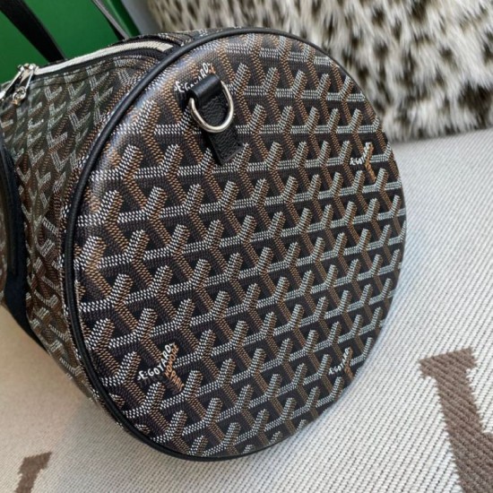 Replica di lusso Borsa sportiva classica Goyard Barrel 40 Nero Imitazioni Cloni Borsa sportiva classica Goyard Barrel 40 Nero firmate