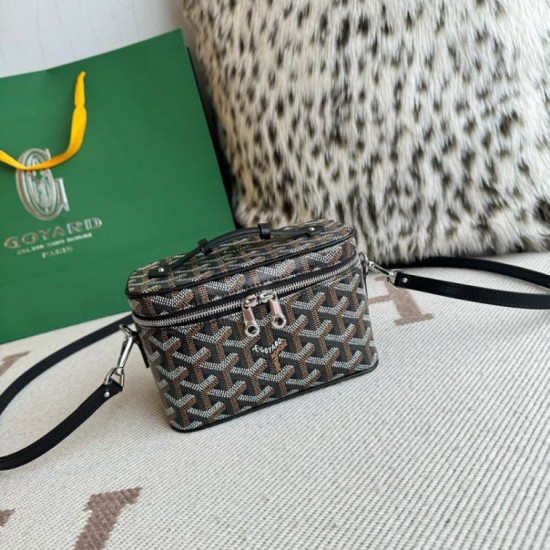 Replica di lusso Borsa per il trucco Goyard Nano Muse Vanity Nero Imitazioni Cloni Borsa per il trucco Goyard Nano Muse Vanity Nero firmate
