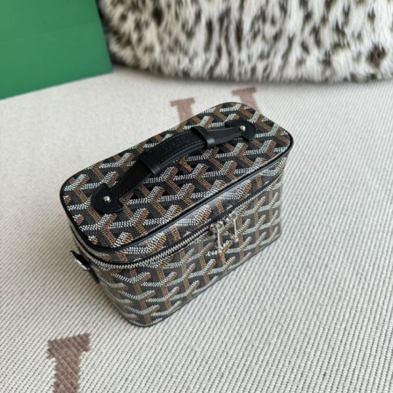Replica di lusso Borsa per il trucco Goyard Nano Muse Vanity Nero Imitazioni Cloni Borsa per il trucco Goyard Nano Muse Vanity Nero firmate