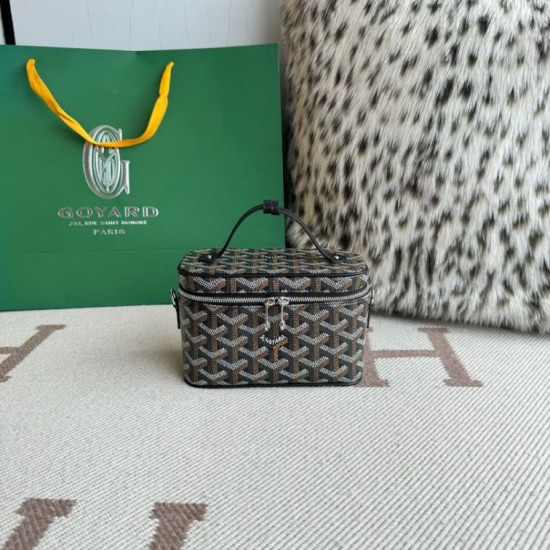 Replica di lusso Borsa per il trucco Goyard Nano Muse Vanity Nero Imitazioni Cloni Borsa per il trucco Goyard Nano Muse Vanity Nero firmate