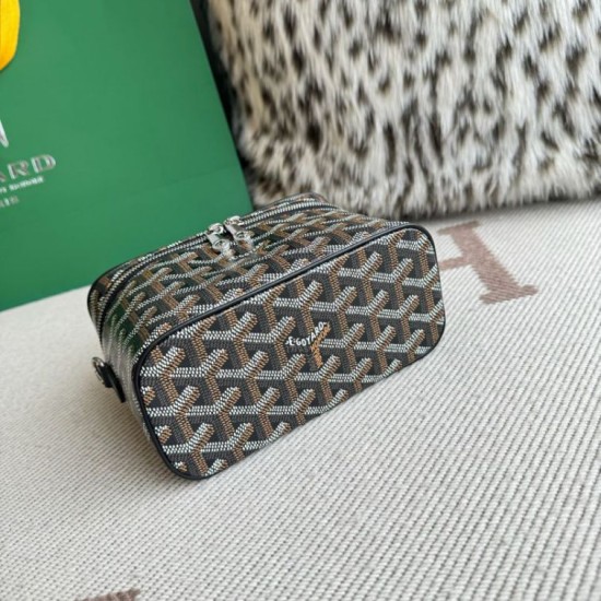 Replica di lusso Borsa per il trucco Goyard Nano Muse Vanity Nero Imitazioni Cloni Borsa per il trucco Goyard Nano Muse Vanity Nero firmate
