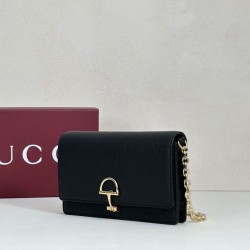 Portafoglio Gucci Half Horsebit con catena 855654 Nero Portafoglio Gucci Half Horsebit con catena 855654 Nero
