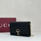 Replica di lusso Borse Portafoglio Gucci Half Horsebit con catena 855654 Nero Imitazioni Replica Borse Portafoglio Gucci Half Horsebit con catena 855654 Nero firmate