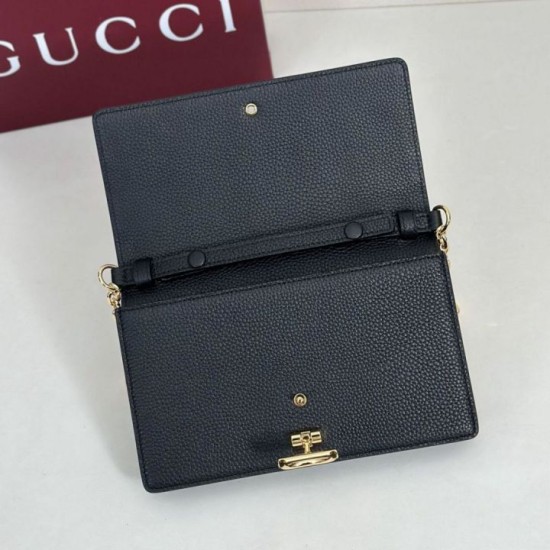 Replica di lusso Borse Portafoglio Gucci Half Horsebit con catena 855654 Nero Imitazioni Replica Borse Portafoglio Gucci Half Horsebit con catena 855654 Nero firmate