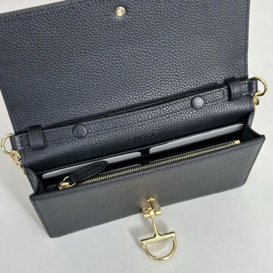 Replica di lusso Borse Portafoglio Gucci Half Horsebit con catena 855654 Nero Imitazioni Replica Borse Portafoglio Gucci Half Horsebit con catena 855654 Nero firmate