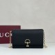 Replica di lusso Borse Portafoglio Gucci Half Horsebit con catena 855654 Nero Imitazioni Replica Borse Portafoglio Gucci Half Horsebit con catena 855654 Nero firmate