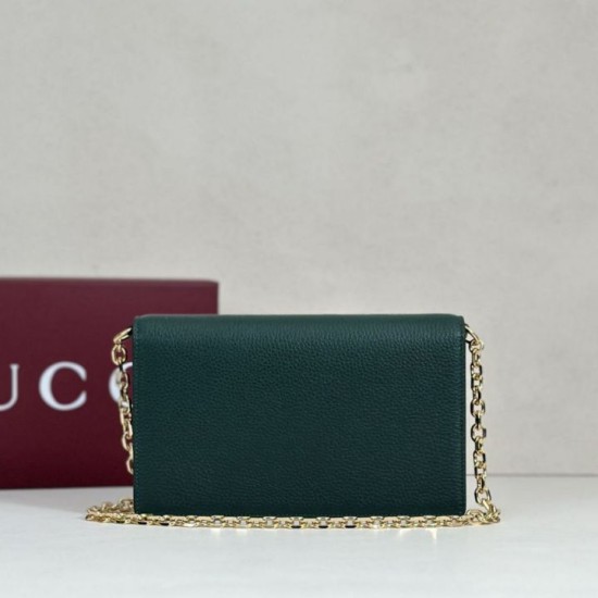 Cloni Portafoglio Gucci Half Horsebit con catena 855654 Verde firmate