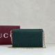 Cloni Portafoglio Gucci Half Horsebit con catena 855654 Verde firmate