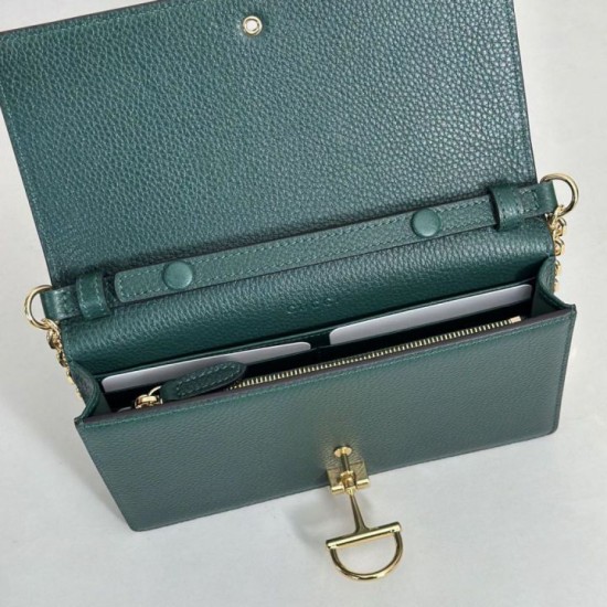 Cloni Portafoglio Gucci Half Horsebit con catena 855654 Verde firmate