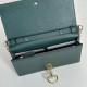 Cloni Portafoglio Gucci Half Horsebit con catena 855654 Verde firmate