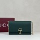 Cloni Portafoglio Gucci Half Horsebit con catena 855654 Verde firmate
