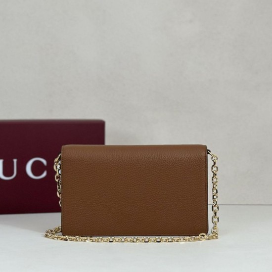 Replica di lusso Alta gamma imitazione Portafoglio Gucci Half Horsebit con catena 855654 Marrone Imitazioni Cloni Alta gamma replica imitazione Portafoglio Gucci Half Horsebit con catena 855654 Marrone firmate