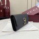 Replica di lusso Portafoglio continentale Gucci Half Horsebit 848791 Nero Imitazioni Cloni Portafoglio continentale Gucci Half Horsebit 848791 Nero firmate