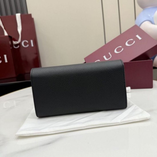 Replica di lusso Portafoglio continentale Gucci Half Horsebit 848791 Nero Imitazioni Cloni Portafoglio continentale Gucci Half Horsebit 848791 Nero firmate