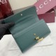 Replica di lusso Borse Portafoglio continentale Gucci Half Horsebit 848791 Verde Imitazioni Replica Borse Portafoglio continentale Gucci Half Horsebit 848791 Verde firmate