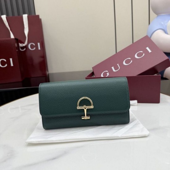 Replica di lusso Borse Portafoglio continentale Gucci Half Horsebit 848791 Verde Imitazioni Replica Borse Portafoglio continentale Gucci Half Horsebit 848791 Verde firmate