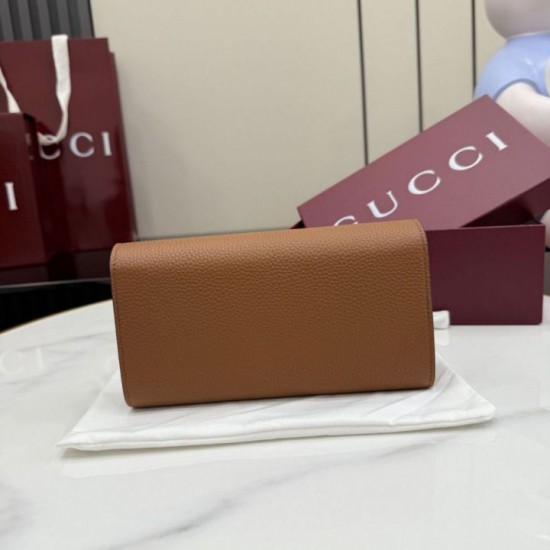 Replica di lusso Portafoglio continentale Gucci Half Horsebit 848791 Marrone Imitazioni Cloni Portafoglio continentale Gucci Half Horsebit 848791 Marrone firmate