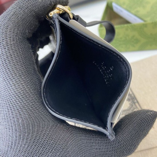 Replica di lusso Porta carte Gucci GG Emblem con cinturino 819121 Nero Imitazioni Cloni Porta carte Gucci GG Emblem con cinturino 819121 Nero firmate