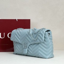 Borsa a tracolla grande Gucci GG Marmont 850659 Blu Borsa a tracolla grande Gucci GG Marmont 850659 Blu