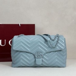 Borsa a tracolla grande Gucci GG Marmont 850659 Blu
