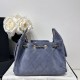 Replica di lusso Borsa a mano Chanel 25 Mini trapuntata AS5631 scamosciata Blu Imitazioni Cloni Borsa a mano Chanel 25 Mini trapuntata AS5631 scamosciata Blu firmate
