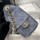 Replica di lusso Borsa a mano Chanel 25 Mini trapuntata AS5631 scamosciata Blu Imitazioni Cloni Borsa a mano Chanel 25 Mini trapuntata AS5631 scamosciata Blu firmate