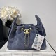 Replica di lusso Borsa a mano Chanel 25 Mini trapuntata AS5631 scamosciata Blu Imitazioni Cloni Borsa a mano Chanel 25 Mini trapuntata AS5631 scamosciata Blu firmate