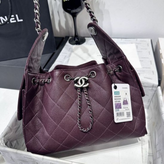 Cloni Borsa Chanel 25S Hobo AS5293 pelle di vitello grana viola firmate
