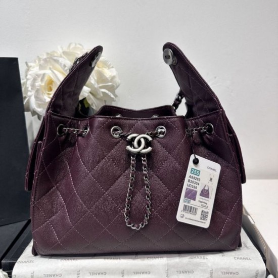 Cloni Borsa Chanel 25S Hobo AS5293 pelle di vitello grana viola firmate