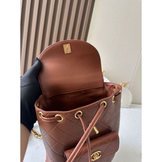 Replica di lusso Zaino vintage Chanel Duma marrone Imitazioni Cloni Zaino vintage Chanel Duma marrone firmate