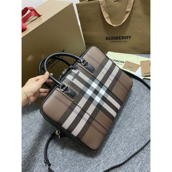 Replica di lusso Borsa da lavoro Burberry Ainsworth Check in betulla scura marrone Imitazioni Cloni Borsa da lavoro Burberry Ainsworth Check in betulla scura marrone firmate