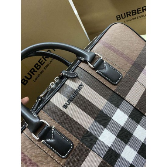 Replica di lusso Borsa da lavoro Burberry Ainsworth Check in betulla scura marrone Imitazioni Cloni Borsa da lavoro Burberry Ainsworth Check in betulla scura marrone firmate