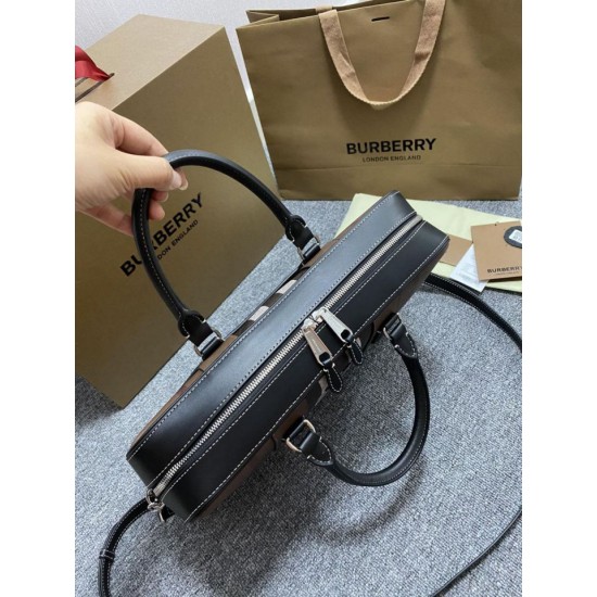 Replica di lusso Borsa da lavoro Burberry Ainsworth Check in betulla scura marrone Imitazioni Cloni Borsa da lavoro Burberry Ainsworth Check in betulla scura marrone firmate
