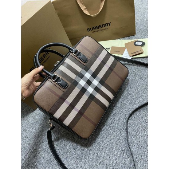 Replica di lusso Borsa da lavoro Burberry Ainsworth Check in betulla scura marrone Imitazioni Cloni Borsa da lavoro Burberry Ainsworth Check in betulla scura marrone firmate