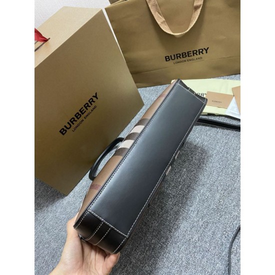 Replica di lusso Borsa da lavoro Burberry Ainsworth Check in betulla scura marrone Imitazioni Cloni Borsa da lavoro Burberry Ainsworth Check in betulla scura marrone firmate