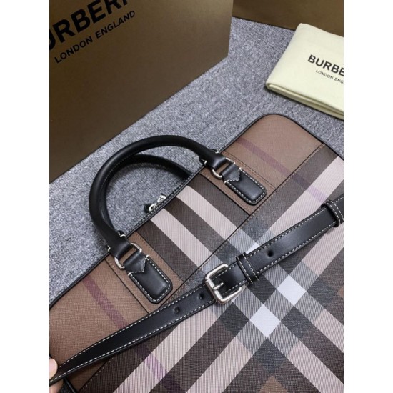 Replica di lusso Borsa da lavoro Burberry Ainsworth Check in betulla scura marrone Imitazioni Cloni Borsa da lavoro Burberry Ainsworth Check in betulla scura marrone firmate