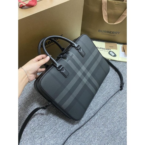 Cloni Borse Replica Alta Qualità da lavoro Burberry Ainsworth Check in betulla scura Blu firmate