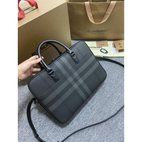Cloni Borse Replica Alta Qualità da lavoro Burberry Ainsworth Check in betulla scura Blu firmate