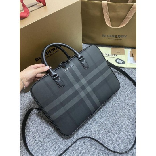 Cloni Borse Replica Alta Qualità da lavoro Burberry Ainsworth Check in betulla scura Blu firmate