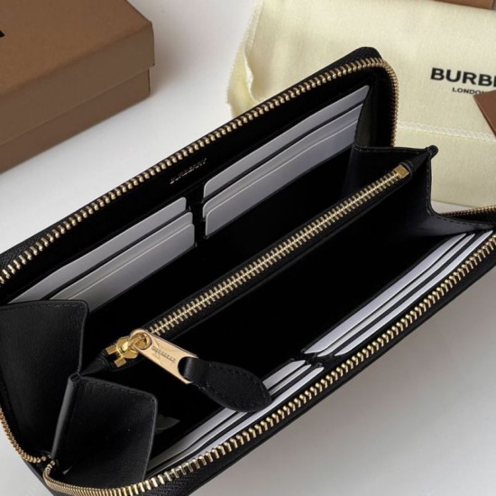 Replica di lusso Portafoglio con cerniera Burberry Vintage Check E-canvas Imitazioni Cloni Portafoglio con cerniera Burberry Vintage Check E-canvas firmate